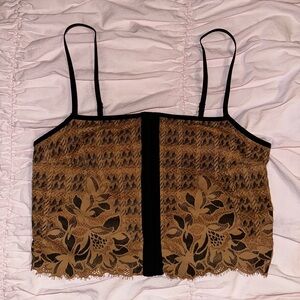 Aerie Black and Brown Lace Camisole